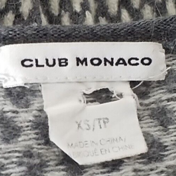 Club Monaco Gray White Wool Blend Sweater Scoop Neck Long Sleeve Women’s XS - Picture 5 of 6